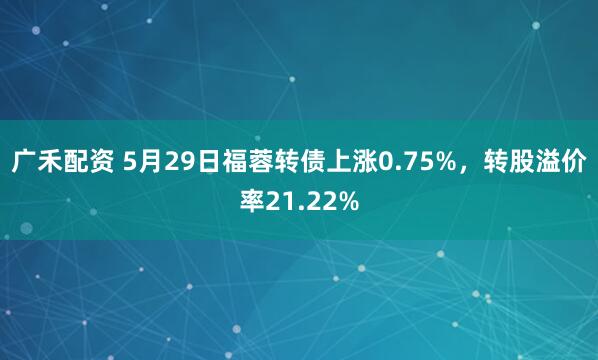 广禾配资 5月29日福蓉转债上涨0.75%，转股溢价率21.22%