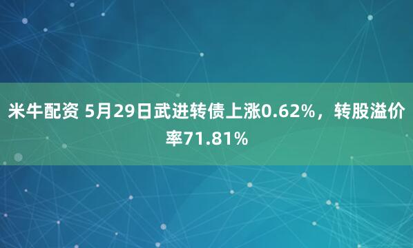 米牛配资 5月29日武进转债上涨0.62%，转股溢价率71.81%