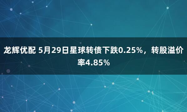 龙辉优配 5月29日星球转债下跌0.25%，转股溢价率4.85%